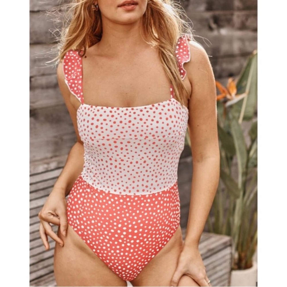 Summersalt Red and White Polka Dot One Piece Swimsuit